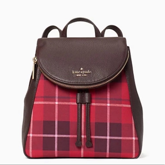 Kate Spade Leila Plaid Medium Flap Backpack